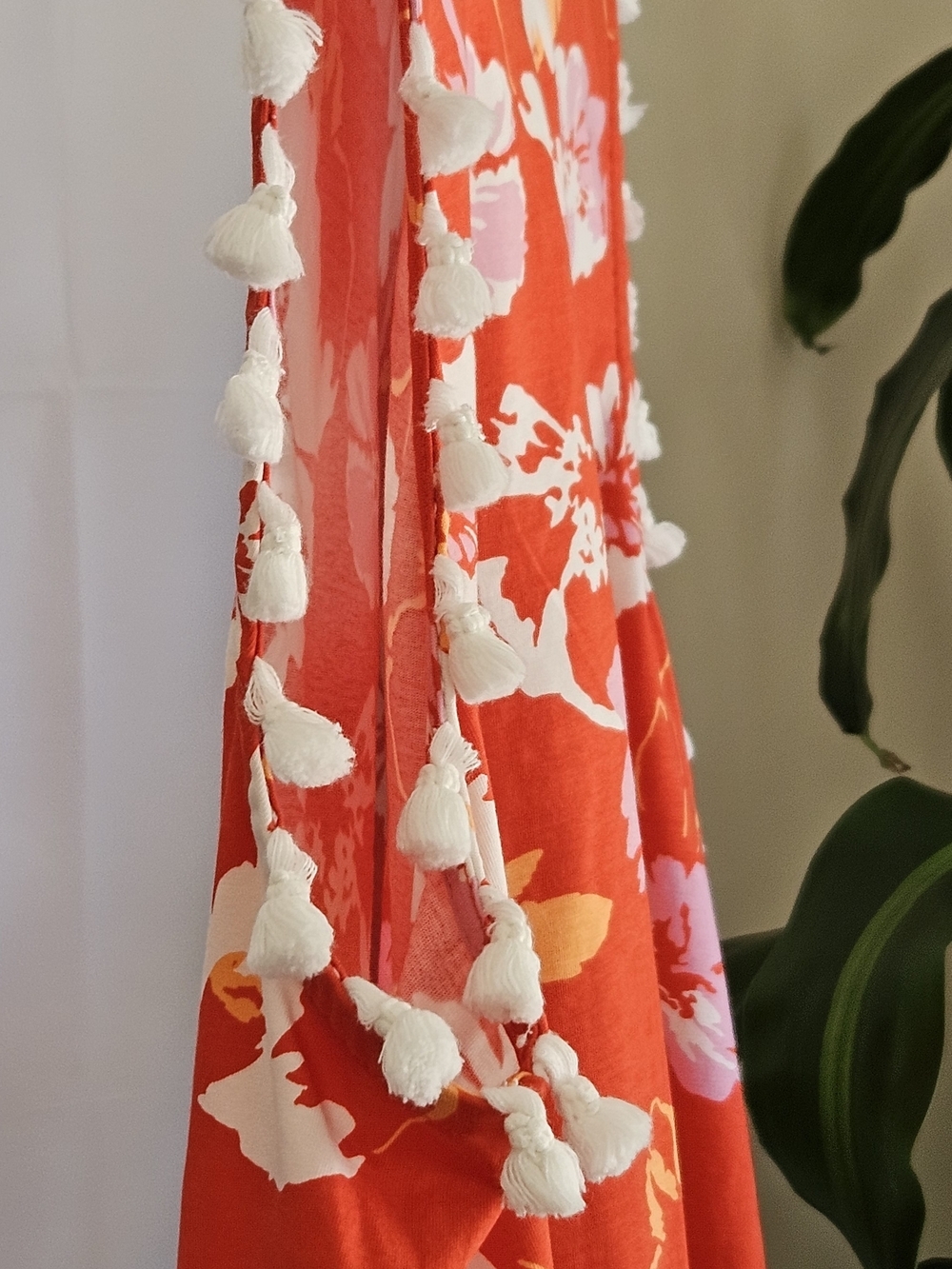 Marc New York Jeans Floral Tassel Trim Sleeveless Top Orange Pink XL - Picture 4 of 12